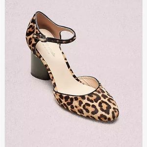 Kate Spade Leopard Print Ankle Strap Block Heel Pumps